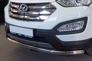 Защита переднего бампера одинарная (d 60) Can Otomotiv Hyundai Santa Fe 2012-2018 ― Auto-Clover