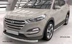 Защита переднего бампера одинарная овал (d 57х42) Can Otomotiv Hyundai Tucson 2015-2019
