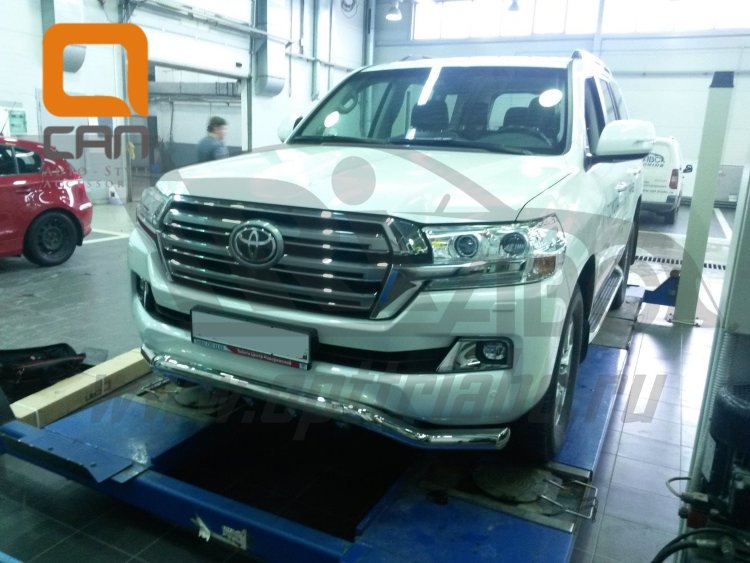Защита переднего бампера одинарная волна (d 76/60) Can Otomotiv Toyota Land Cruiser 200 2007-2019 no.8600