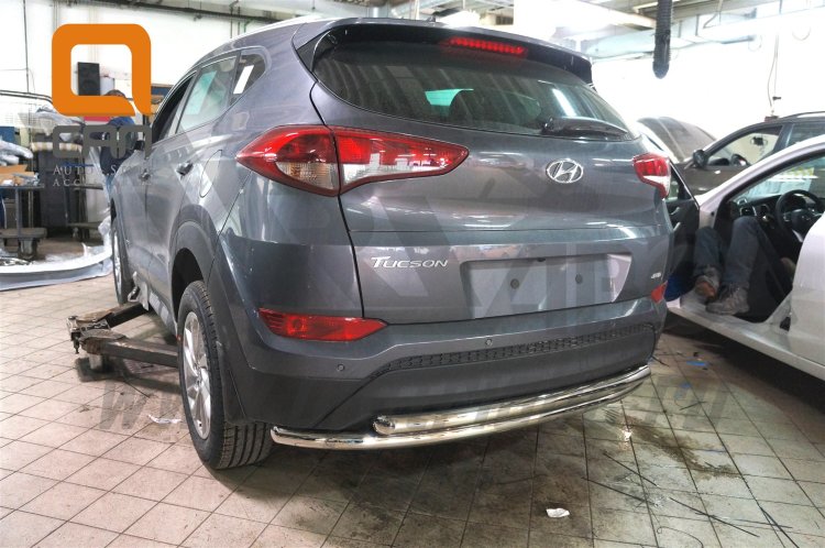 Защита заднего бампера двойная (d 60/60) Can Otomotiv Hyundai Tucson 2015-2019 no.8636