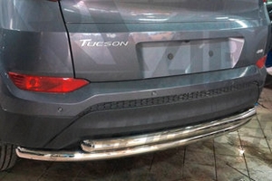 Защита заднего бампера двойная (d 60/60) Can Otomotiv Hyundai Tucson 2015-2019 ― Auto-Clover