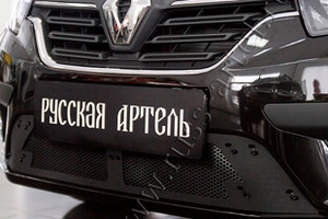 Защитная сетка решетки переднего бампера Русская Артель Renault Sandero 2012-2019 ― Auto-Clover