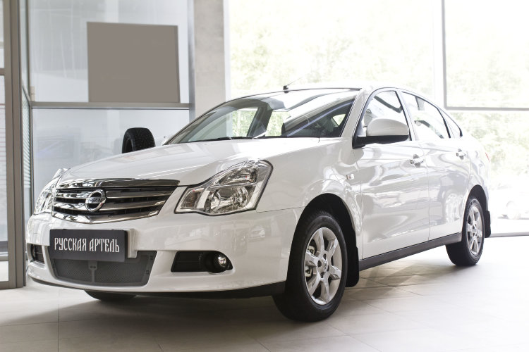 Защитная сетка решетки переднего бампера Русская Артель Nissan Almera 2012-2019 no.18571