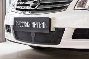 Защитная сетка решетки переднего бампера Русская Артель Nissan Almera 2012-2019 ― Auto-Clover