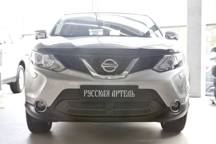 Защитная сетка решетки переднего бампера Русская Артель Nissan Qashqai 2014-2019 no.18530