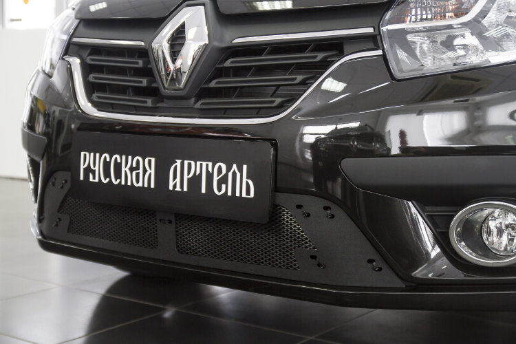 Защитная сетка решетки переднего бампера Русская Артель Renault Logan 2013-2019 no.181
