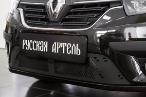 Защитная сетка решетки переднего бампера Русская Артель Renault Logan 2013-2019 ― Auto-Clover