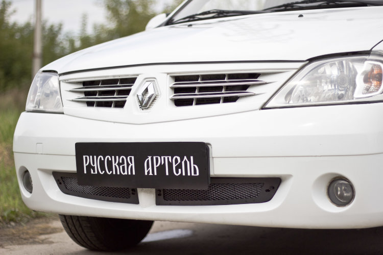 Защитная сетка решетки переднего бампера Русская Артель Renault Logan 2004-2012 no.183