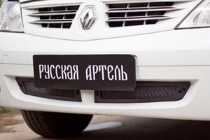 Защитная сетка решетки переднего бампера Русская Артель Renault Logan 2004-2012 ― Auto-Clover