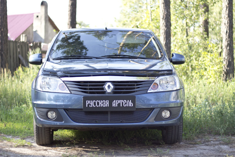 Защитная сетка решетки переднего бампера Русская Артель Renault Logan 2004-2012 no.184