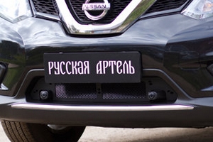 Защитная сетка решетки переднего бампера Русская Артель Nissan X-Trail 2014-2019 ― Auto-Clover