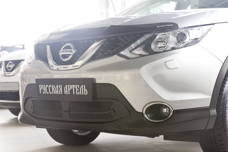 Защитная сетка решетки переднего бампера Русская Артель Nissan Qashqai 2014-2019 no.309