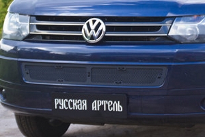 Защитная сетка решетки переднего бампера Русская Артель Volkswagen Transporter T5 2003-2015 ― Auto-Clover
